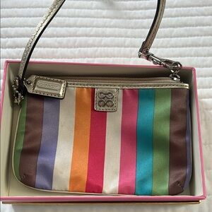 Coach Multicolor Striped Wristlet